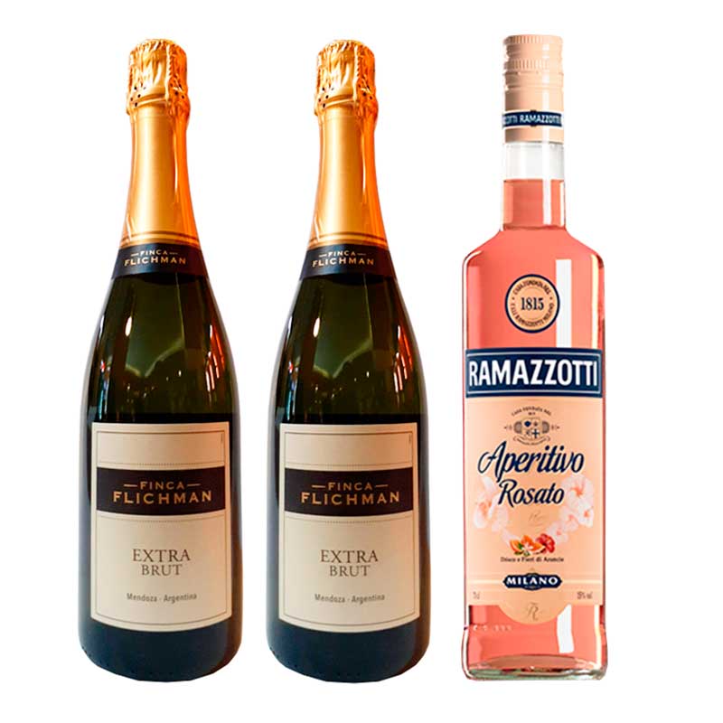 Pack,-(2)-Espumante-Finca-Flicxhman-+-(1)-Ramazzotti Pack, (2) Espumante Finca Flichman Extra Brut + (1) Ramazzotti - Imagen 1