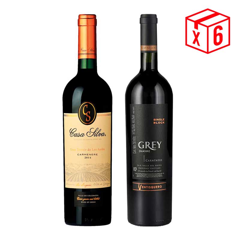 pack-x6,-casa-silva-gran-terroir-carmenere-+-ventisquero-grey-carmenere Pack x6, (3) Casa Silva Gran Reserva Carmenere + (3) Ventisquero Grey Carmenere - Imagen 1